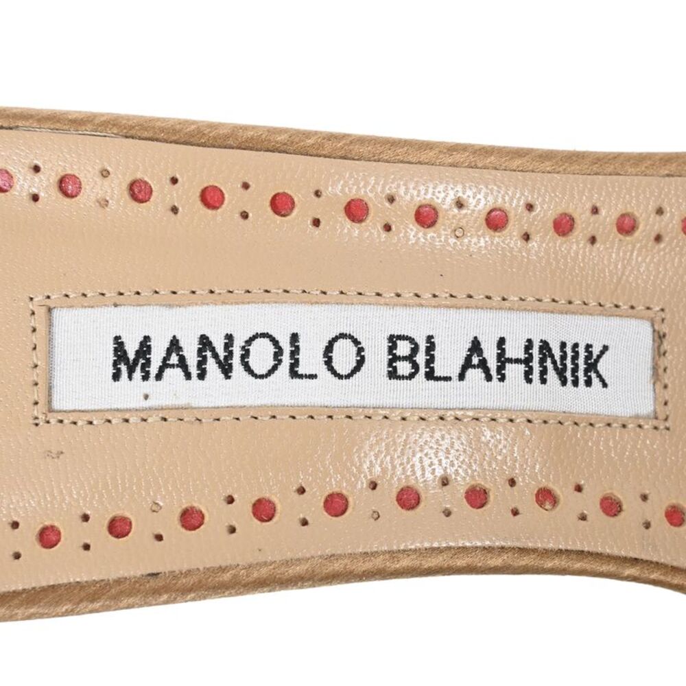 Manolo Blahnik Embellished Slide Sandal Heels in Brown Satin - Picture 7 of 9